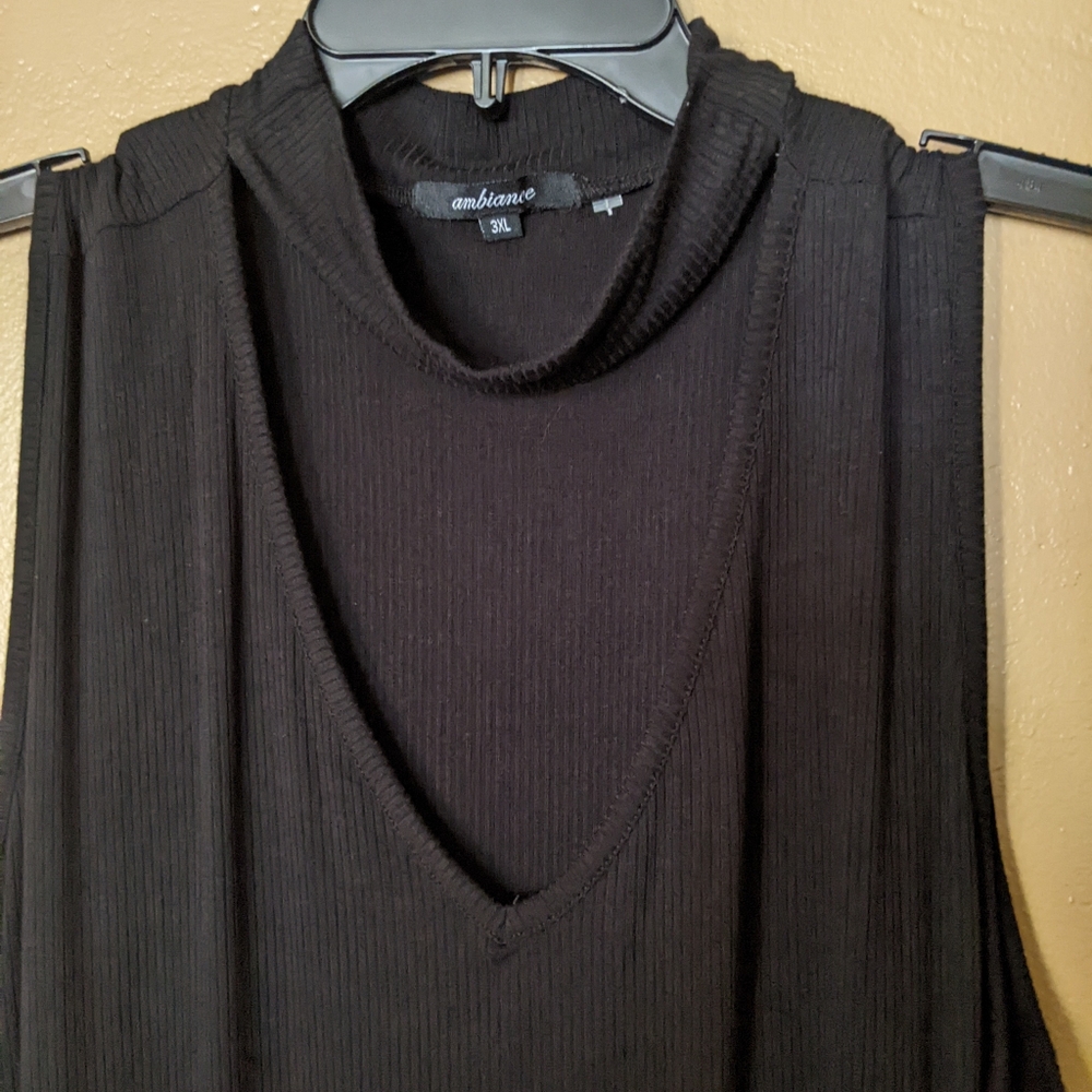 Black Mock Turtle Neck Sleeveless Top Women's 3x